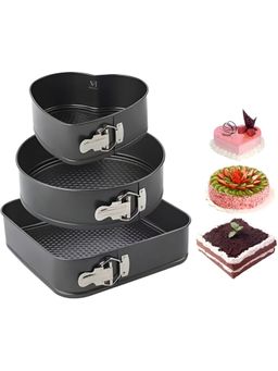 NFI Essentials - Cake Baking Ingredients Springform Cake Pan Tin Baking Mould (Set of 3)