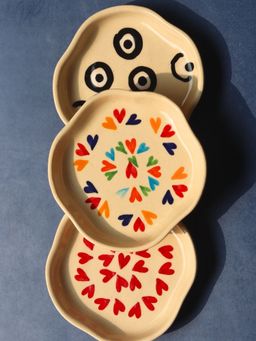 WEAVING HOMES - Heart, Loveislove & Evil Eye Dessert Plates (Set of 3)