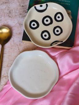 WEAVING HOMES - Evil Eye & White Handmade Dessert Plate (Set of 2)