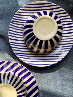WEAVING HOMES - Thin Striped Plate & Thick Striped Bowl (Set of 2)