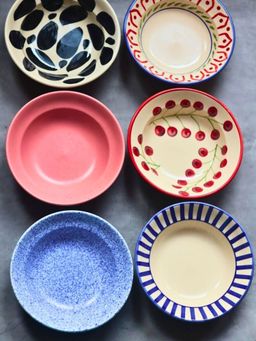 WEAVING HOMES - (Hand painted & Neutral) Pasta Plate For The Price Of 5 (Set of 6)