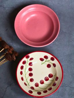 WEAVING HOMES - Rosy Pink & Cherry Tomato Pasta Plate (Set of 2)