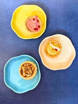 WEAVING HOMES - Ocean Blue, Sunshine Yellow & White Handmade Dessert Plate (Set of 3)