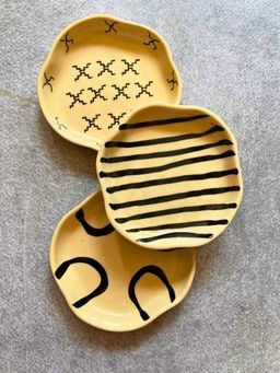 WEAVING HOMES - Zebra, Abstract & Crosses Handmade Dessert Plate (Set of 3)