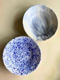 WEAVING HOMES - Speckled & Black Marble Pasta Plate (Set of 2)