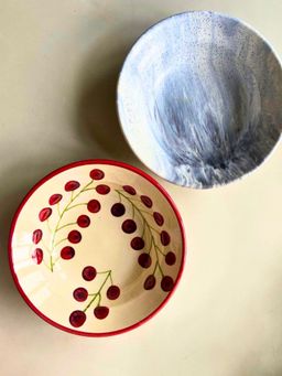 WEAVING HOMES - Cherry Tomato & Black Marble Pasta Plate (Set of 2)
