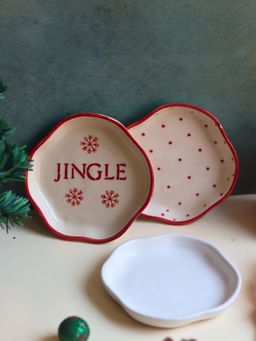 WEAVING HOMES - Jingle Bell Handmade Dessert Plates (Set of 3)