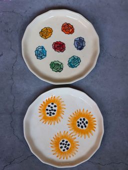 WEAVING HOMES - Sunflower & Roses Snack Plates (Set of 2)