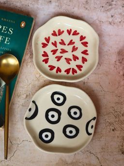 WEAVING HOMES - All Heart & Evil Eye Handmade Dessert Plate (Set of 2)