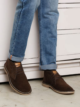 Louis Stitch - Brown Men Mid-Top Suede Desert Boots