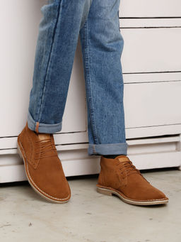Louis Stitch - Tan Men Mid-Top Suede Desert Boots