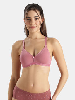 Jockey - 1581 Wirefree Non-Padded Cotton Medium Coverage Everyday Bra-Heather Rose