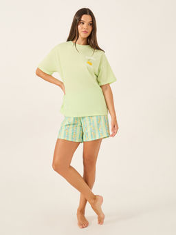 Styli - Women Graphic Print Round Neck T-Shirt And Shorts Pyjama