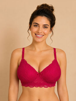 Clovia - Lace Padded Non-Wired Full Coverage Multiway T-Shirt Bra