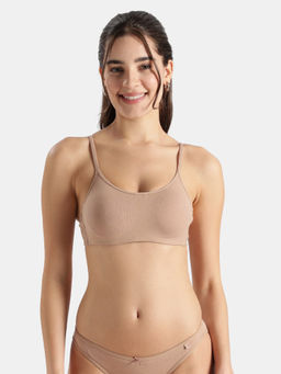 Jockey - Ss12 Wirefree Non Padded Cotton Elastane Full Coverage Beginners Bra-Almondine