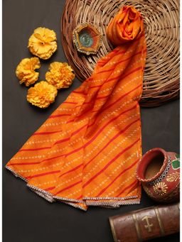 Lakshita - Orange Bandhej Print Silk Dupatta