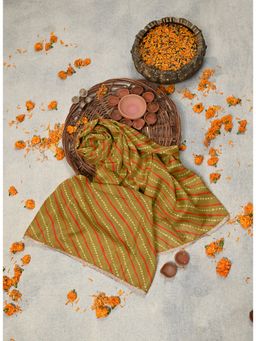 Lakshita - Olive Bandhej Print Silk Dupatta