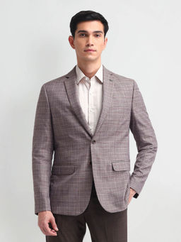 Arrow - Checks Purple Full Sleeves Blazer