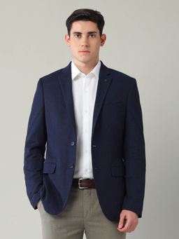 Arrow - Self Design Blue Full Sleeves Blazer