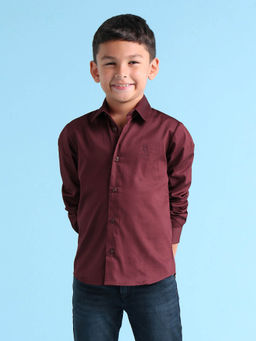 U.S. POLO ASSN. - Maroon Solid/Plain Shirt