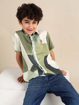 U.S. POLO ASSN. - Green Abstract Shirt