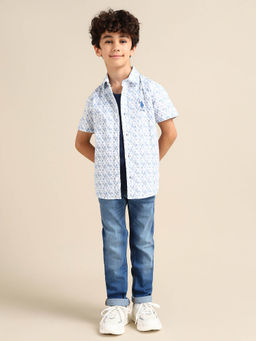 U.S. POLO ASSN. - White Abstract Shirt