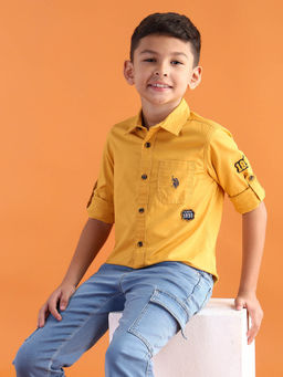 U.S. POLO ASSN. - Mustard Solid/Plain Shirt