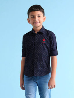 U.S. POLO ASSN. - Navy Blue Printed Shirt