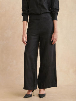 RAREISM - Janria-B Primary Black Plain Wide Leg Pant