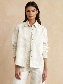 RAREISM - Prebin-T White Floral Print Boxy Fit Shirt