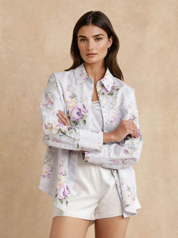 RAREISM - Preguy White Floral Print Regular Fit Shirt