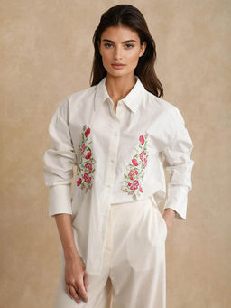 RAREISM - Ronshei Primary White Floral Print Regular Fit Shirt