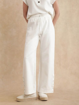 RAREISM - Slite Primary White Plain Wide Leg Pant