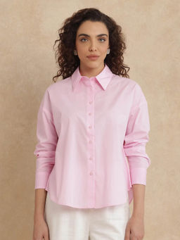 RAREISM - Somrang Primary Pink Plain Regular Fit Shirt