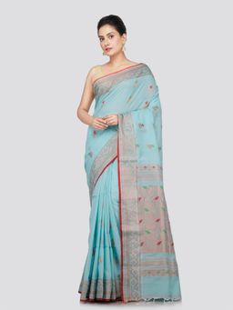 PinkLoom - Women's Cotton Handwoven Saree with Unstitched Blouse