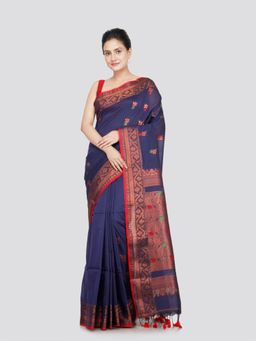 PinkLoom - Women's Cotton Handwoven Saree with Unstitched Blouse