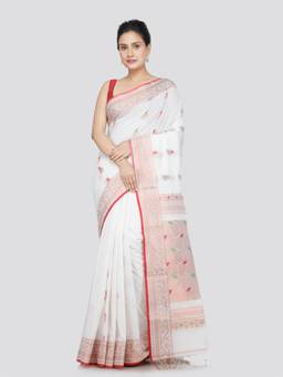 PinkLoom - Women's Cotton Handwoven Saree with Unstitched Blouse
