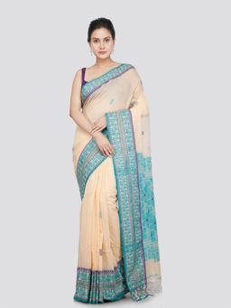 PinkLoom - Women's Cotton Handwoven Saree with Unstitched Blouse