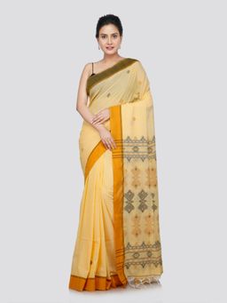PinkLoom - Women's Cotton Handwoven Saree with Unstitched Blouse