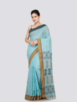 PinkLoom - Women's Cotton Handwoven Saree with Unstitched Blouse