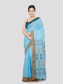PinkLoom - Women's Cotton Handwoven Saree with Unstitched Blouse