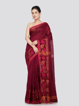 PinkLoom - Women's Cotton Handwoven Saree with Unstitched Blouse