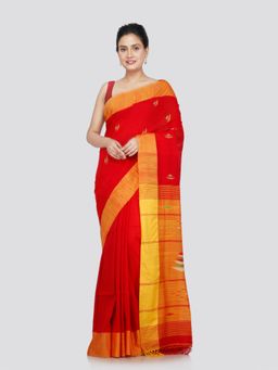 PinkLoom - Women's Cotton Handwoven Saree with Unstitched Blouse