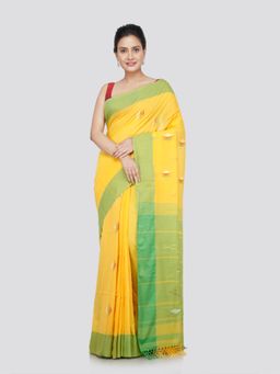 PinkLoom - Women's Cotton Handwoven Saree with Unstitched Blouse
