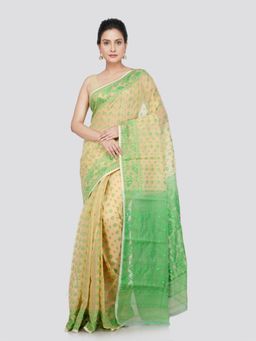PinkLoom - Women's Cotton Jamdani Woven Saree without Blouse Piece