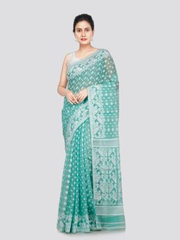 PinkLoom - Women's Cotton Jamdani Woven Saree without Blouse Piece
