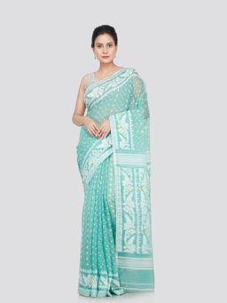 PinkLoom - Women's Cotton Jamdani Woven Saree without Blouse Piece