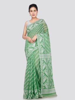 PinkLoom - Women's Cotton Jamdani Woven Saree without Blouse Piece