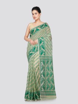 PinkLoom - Women's Cotton Jamdani Woven Saree without Blouse Piece
