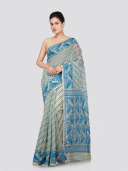 PinkLoom - Women's Cotton Jamdani Woven Saree without Blouse Piece